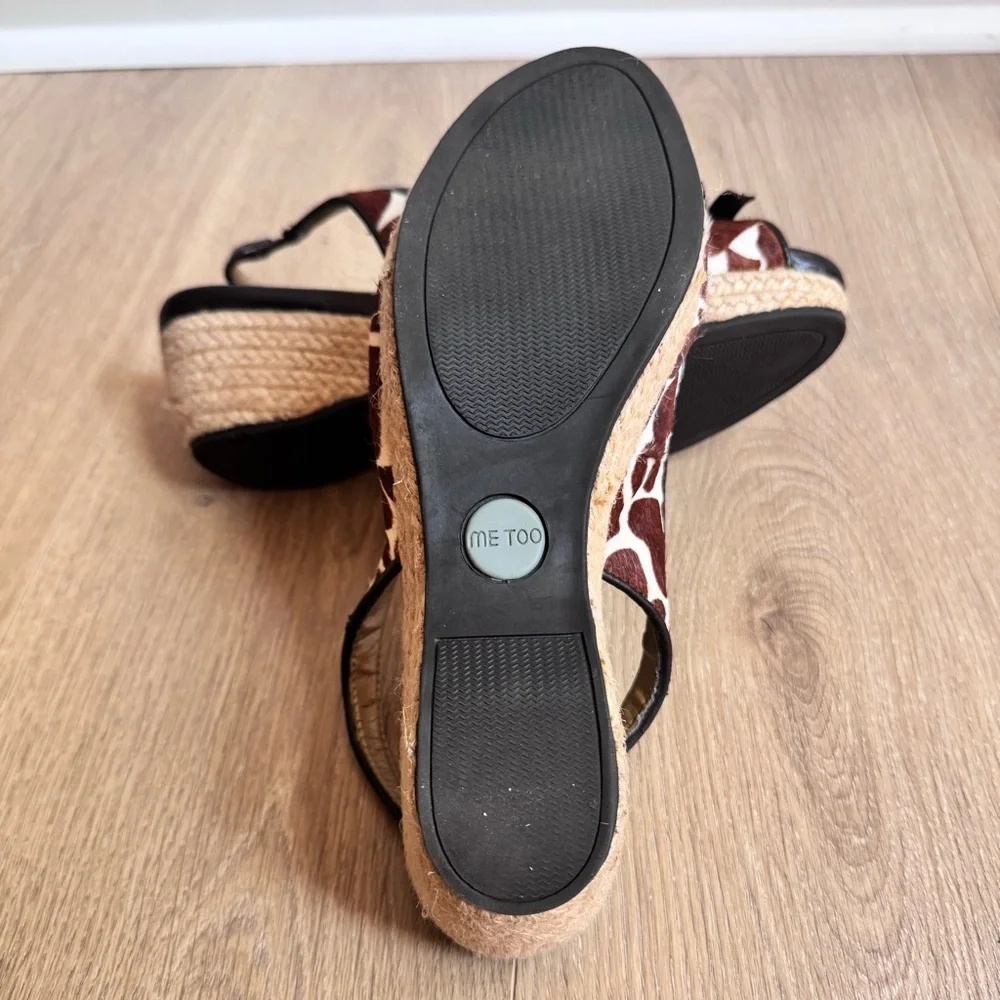 Me Too Janice Women's Slingback Wedge Sandals Giraffe Print‎ Size 8.5